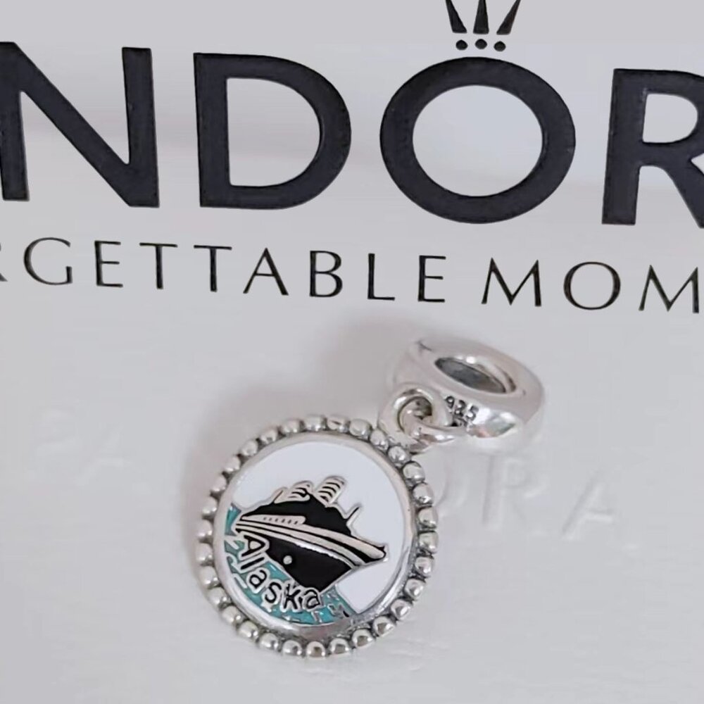 Pandora Alaska Engraved Cruise Ship Dangle Charm Exclusive Pendant S925 Silver